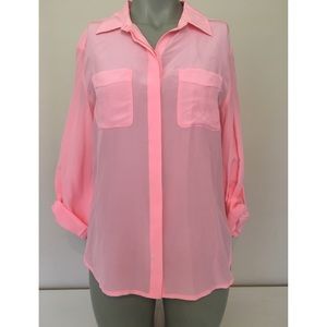 Neon Pink Sheer Ann Taylor Blouse